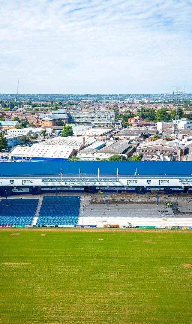 Drone shots of Fratton Park renovations - Image 1